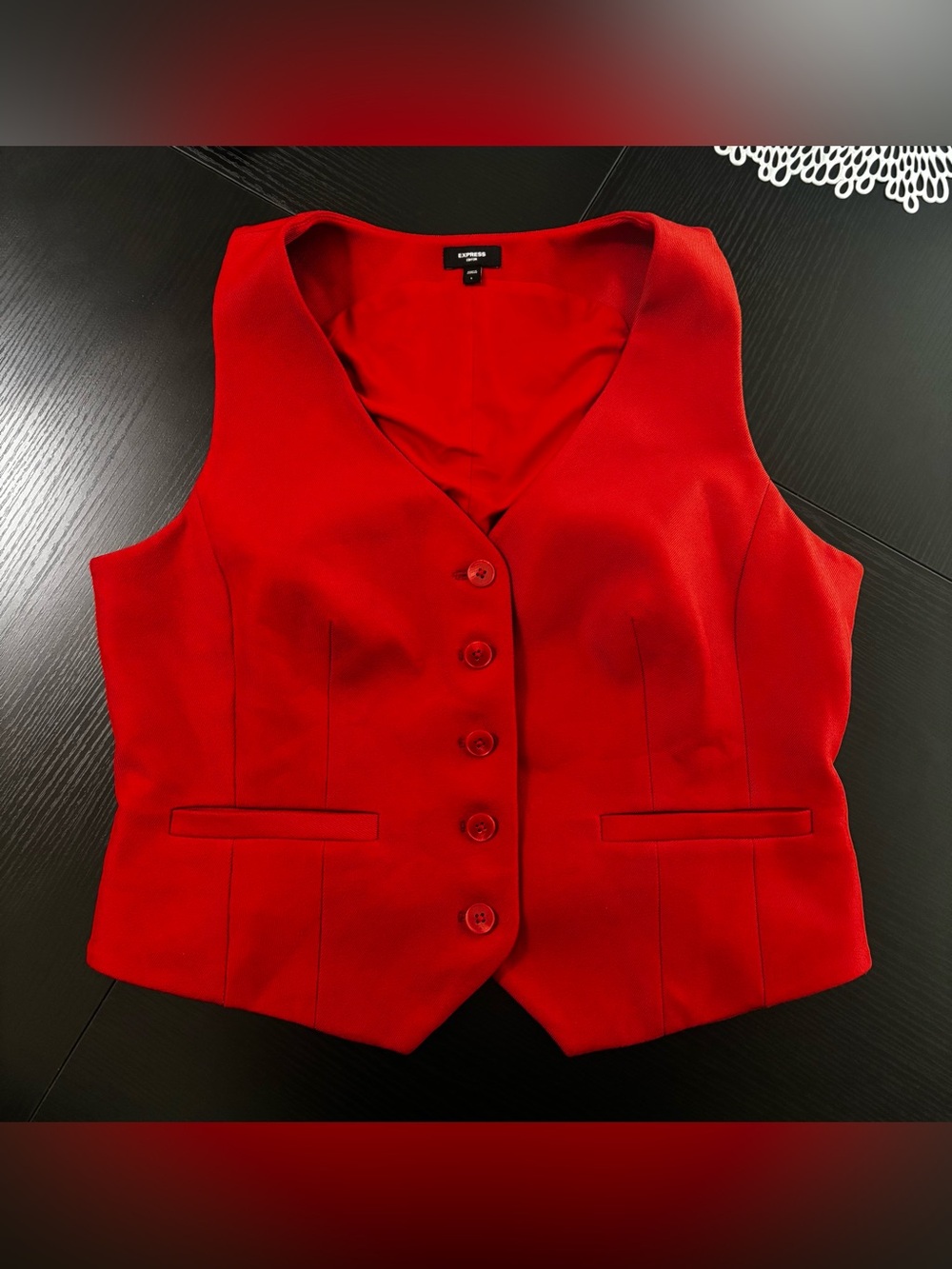🔥 Express Editor Five Button Blazer Vest Studio Stretch Twill Orange L Large